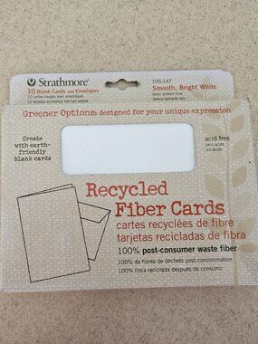 NIB Strathmore Recycled FIBER ACID FREE EARTH FRIENDLY CARDS SMOOTH BRIGHT WHITE